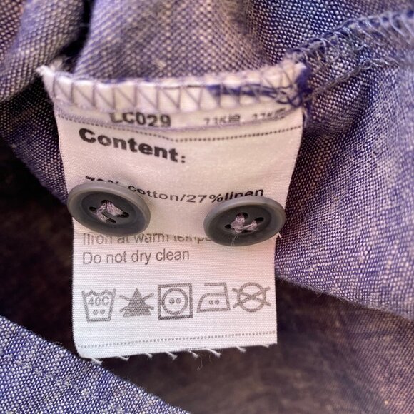 Kakadu Traders Australia Grey Blue Heather Linen Blend Long Sleeve Shirt Sz S - Picture 7 of 8